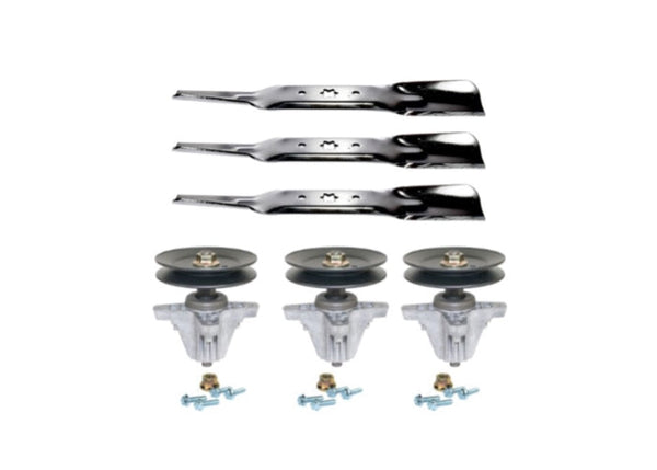 Lawn Mower Blade Spindle Kit For Toro LX500, GT2100, GT2200 - Includes Spindle, Bolts & Blades (DECKIT17)