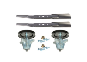 Cub Cadet XT1 LT42B Mower Deck Spindle Blade Kit Replaces S Shape Center 618P09259 Spindle, 742P05177 Blade with 6 Point Star