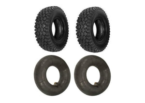 4.10 x 3.50 - 5 Stud Tread Knobby Tires and Tubes Go-Kart Mini-Bike Set of 2