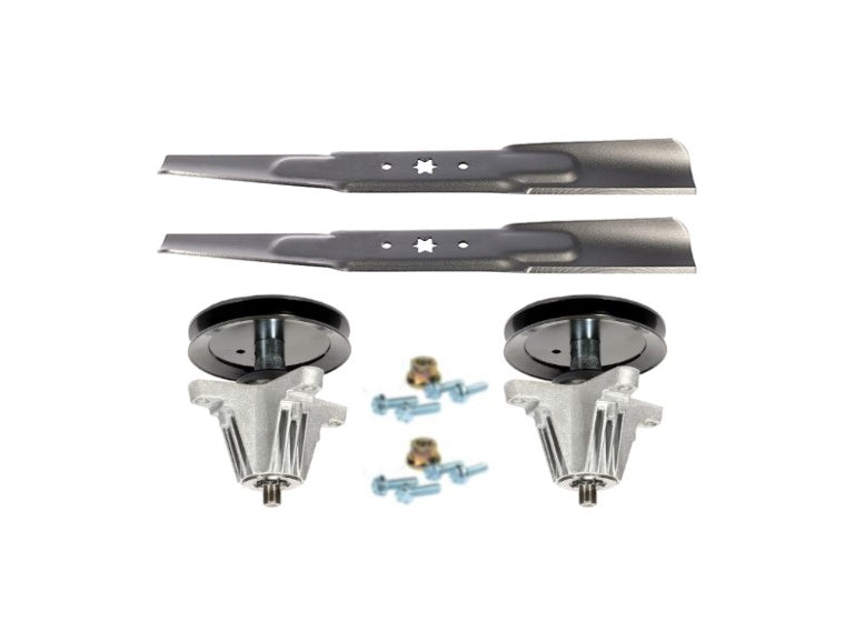 Cub Cadet ZTS 1 42 Mower Deck Spindle Blade Kit Replaces S Shape Center 618P09259 Spindle, 742P05177 Blade with 6 Point Star